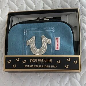 NWT True Religion Denim Belt Bag with Logo Accent